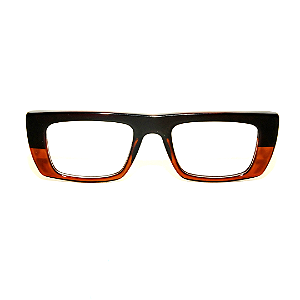 Óculos de Grau Gustavo Eyewear G80 3 Marrom e caramelo, hastes Animal Print. Black November.