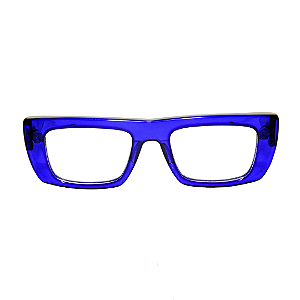 Óculos de Grau Gustavo Eyewear G80 4 Azul com hastes pretas.