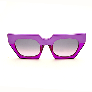 Óculos de Sol Gustavo Eyewear G137 2 Lilás e violeta, hastes Animal Print e lentes cinza degrade. Black November.