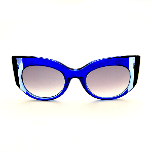Óculos de Sol Gustavo Eyewear G13 3 Azul e preto. Hastes azuis e lentes cinza. Black November.