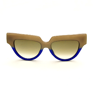 Óculos de Sol Gustavo Eyewear G40 2 Azul e nude. Hastes azuis e lentes marrom. Black November.