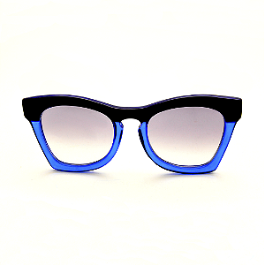 Óculos de Sol Gustavo Eyewear G75 3 Preto e azul. Hastes pretas e lentes cinza. Black November.