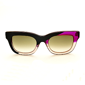 Óculos de Sol Gustavo Eyewear G57 3 Preto, âmbar e violeta. Hastes pretas e violeta. Lentes marrom. Black November.
