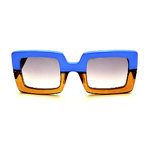 Óculos de Sol Gustavo Eyewear G01 11 Azul e âmbar. Hastes pretas e lentes marrom. Black November.