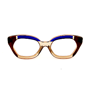Óculos de Grau Gustavo Eyewear G70 2 Marrom, âmbar e azul. Hastes marrom. Black November