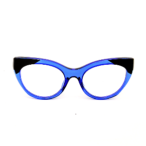 Óculos de Grau Gustavo Eyewear G65 5 azul e preto. Hastes azuis. Black November