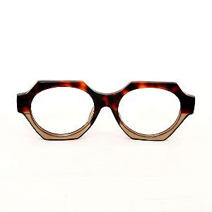 Óculos de Grau Gustavo Eyewear G72 3 Animal Print e fumê. Hastes Animal Print. Black November