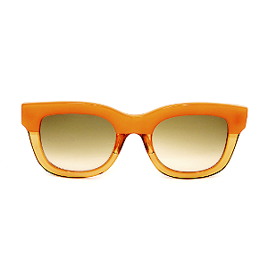 Óculos de Sol Gustavo Eyewear G57 4 Salmão e âmbar. Hastes marrom e lentes marrom.