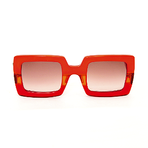 Óculos de Sol Gustavo Eyewear G01 7 Vermelho e laranja. Hastes vermelhas e lentes marrom. Black November.