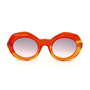 Óculos de Sol Gustavo Eyewear G90 3 Laranja e vermelho. Hastes Animal Print e lentes cinza. Black November