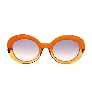 Óculos de Sol Gustavo Eyewear G61 3 Salmão e âmbar. Hastes pretas e lentes cinza. Black November