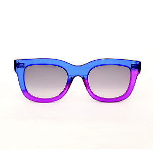 Óculos de Sol Gustavo Eyewear G57 6 Azul e violeta. Hastes azuis e lentes cinza. Black November.