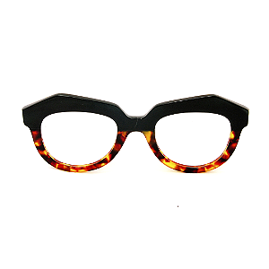 Óculos de Grau Gustavo Eyewear G37 11 Animal Print e verde escuro. Hastes Animal Print. Clássico. Black November