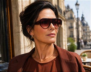 Óculos de Sol Gustavo Eyewear G171 4 Marrom e âmbar. Lentes marrom degrade. Novidades