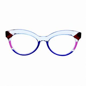 G38 — Azul, vermelho e preto | Acetato italiano Mazzucchelli, Cat-eye pronunciado com ponta acentuada, fabricado à mão no Brasil. Novidades