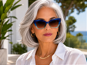 G167 — Azul degradê | Acetato italiano Mazzucchelli, cat-eye 'borboleta' , fabricado à mão no Brasil. Novidades