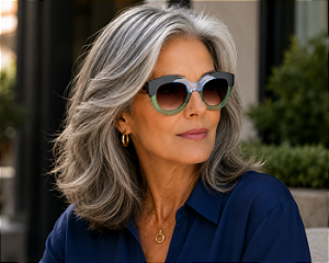 G12 — Verde, acqua e prata | Acetato italiano Mazzucchelli, cat-eye maxi oversized, fabricado à mão no Brasil. Novidades