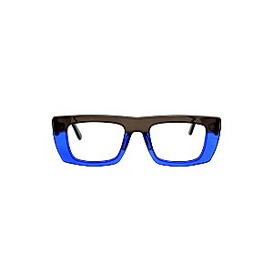 Armação para óculos de Grau Gustavo Eyewear G80 1000. Cor: Fumê e azul translúcido. Haste fumê.