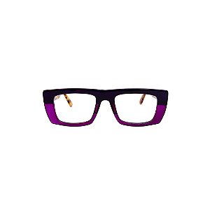 Óculos de Grau Gustavo Eyewear G80 2 nas cores roxo e lilás, hastes animal print.