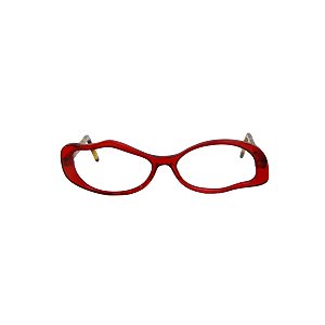 Armação para óculos de Grau Gustavo Eyewear G15 7. Cor: Vermelho translúcido. Haste animal print.
