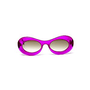 Óculos de sol Gustavo Eyewear G89 12. Cor: Violeta translúcido. Haste animal print. Lentez marrom.