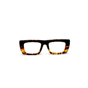Óculos de Grau Gustavo Eyewear G80 4 em Animal Print e preto, hastes pretas.