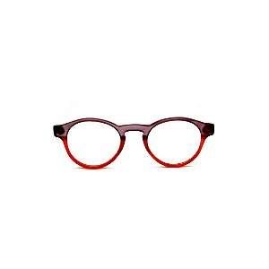 Óculos de Grau Gustavo Eyewear G85 3 nas cores fumê e vermelho, hastes fumê. Modelo unisex