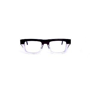 Armação para óculos de Grau Gustavo Eyewear G74 4. Cor: Preto e cristal. Haste preta.