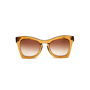 Óculos de sol Gustavo Eyewear G75 10. Cor: Âmbar. Haste marrom. Lentes marrom.