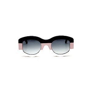 Óculos de sol Gustavo Eyewear G60 2. Cor: Preto, nude e branco. Haste preta. Lentes cinza.