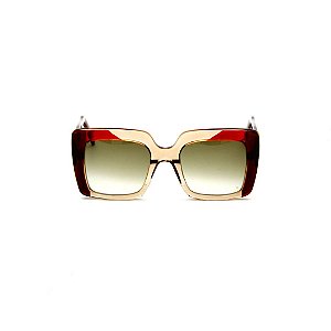Óculos de sol Gustavo Eyewear G59 6. Cor: Âmbar, marrom e vermelho. Haste marrom. Lentes marrom.