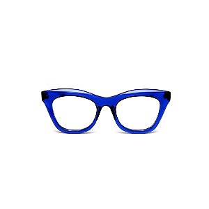 Armação para óculos de Grau Gustavo Eyewear G69 9. Cor: Azul translúcido. Haste animal print.