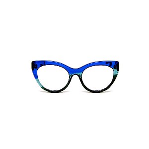 Armação para óculos de Grau Gustavo Eyewear G65 7. Cor: Azul, acqua e verde translúcido. Haste azul.
