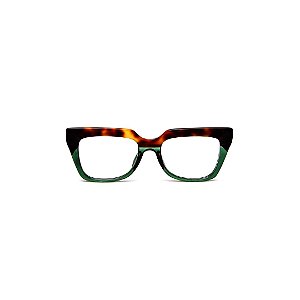 Armação para óculos de Grau Gustavo Eyewear G49 4. Cor: Animal print e verde translúcido. Haste animal print.