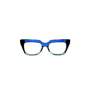 Armação para óculos de Grau Gustavo Eyewear G49 7. Cor: Azul, preto e acqua translúcido. Haste azul.