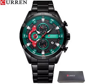 Relógio Curren 8402 Preto com Verde