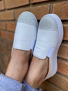 Tênis Slip On Matelassê Branco PONTEIRA Glitter