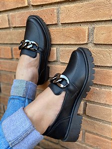 Mocassim Tratorado Preto Corrente