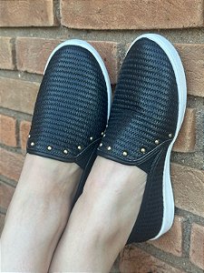 Tênis Slip On Palha Spike Preto