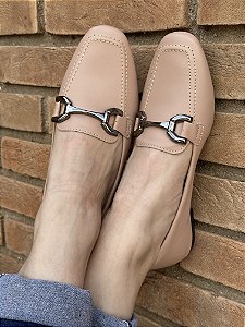 Mocassim Fivela Quadrada Nude