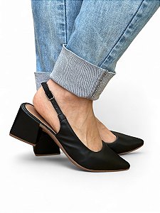 Scarpin Slingback Preto Liso