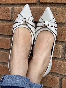 Sapatilha Bico Fino Tiras Glacial Off-White