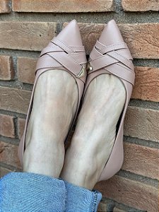 Sapatilha Bico Fino Broche Nude