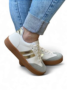 Tênis PLATAFORMA Samb  Dourado com Off White