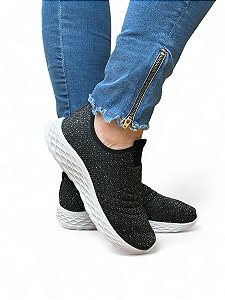Tênis Meia Glitter  Preto
