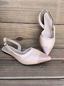 Sapatilha SLINGBACK Ponteira Verniz Nude