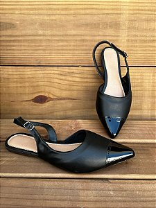 Sapatilha SLINGBACK Ponteira Verniz PRETA