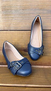 Sapatilha REDONDA Fivela Dupla Marinho