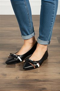 Sapatilha Bico Fino Filó Preta