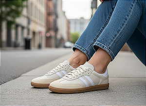 Tênis Cadarço Samb Bege com Off White